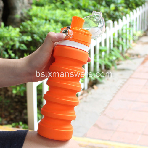 Silikonski sklopivi sportski čajnik za vodu sa poklopcem sa novom ručkom